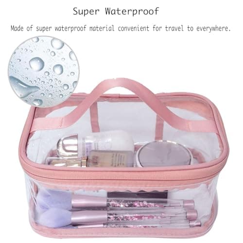 FIYUK Toiletry Bag Makeup Cosmetic Clear Bag Portable Waterproof Transparent Travel Large Storage — view 4