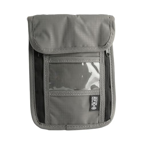 wellrun Neck Pouch,Travel Documents Holder with Adjustable Strap,RFID Blocking,Lightweight Hidden Neck Bag for Passport Cash Cards Keys(Grey)