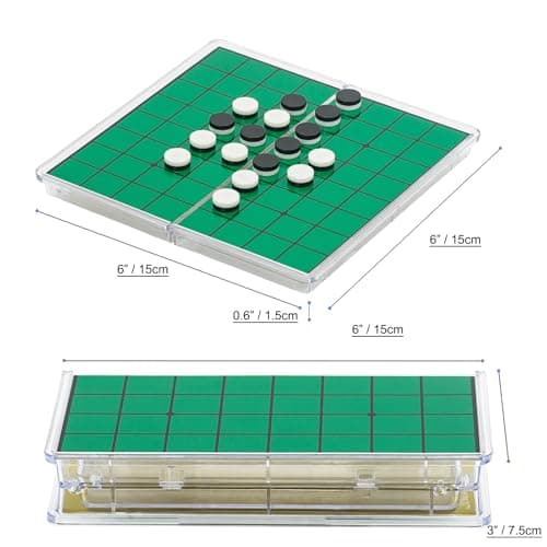 KOKOSUN Reversi Board Game Set -15 Centimeters, Mini Magnetic Folding Portable Travel Board Game for Kids - Pocket Crystal Style — view 4