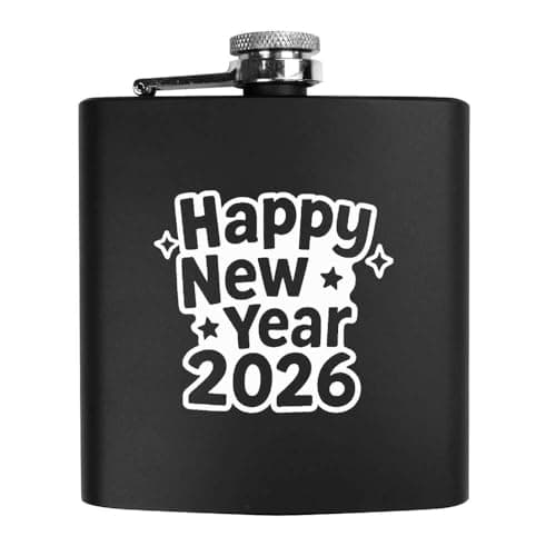 Azeeda 'Happy New Year 2026' Pocket Hip Flask - 6oz (HP00040740)