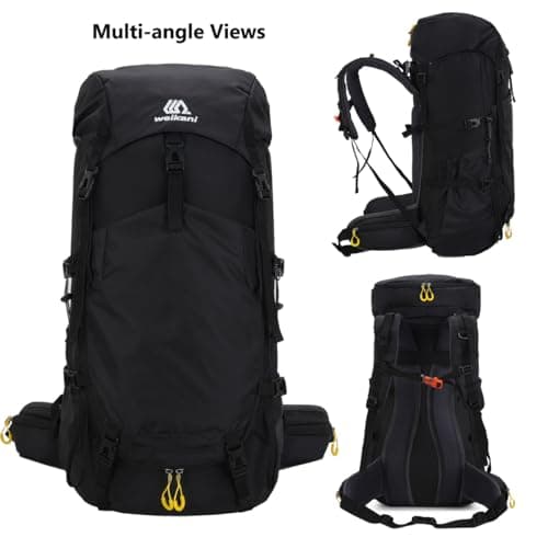 Hnayett 60L Hiking Backpack Waterproof Rucksack Large Camping Bag with Rain Cover for Men Women Lightweight Back Pack for Trekking Walking Cycling Climbing Travelling Outdoor Sports — view 6