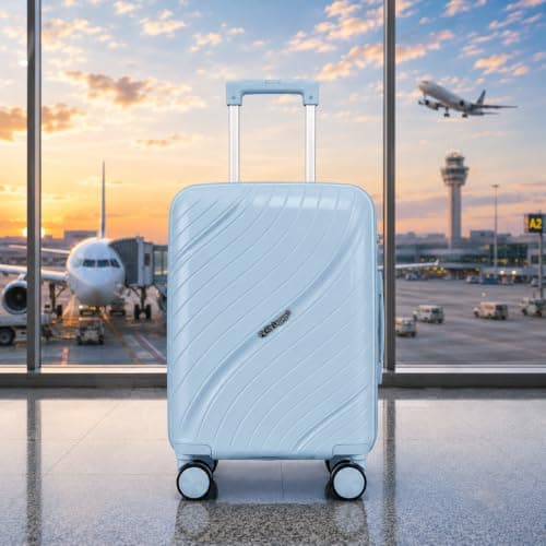 Fly Kite Luggage 28 Inch Large Suitcase 100% Polypropylene Hard Shell with Aluminium Trolley Handle Real TSA 3 Digit Secure Lock 360° Smooth Wheels Lightweight Suitcase|Blue — view 2