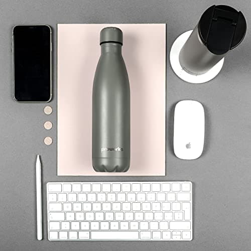 Proworks Performance Stainless Steel Sports Water Bottle | Double Insulated Vacuum Flask for 12 Hours Hot & 24 Hours Cold Drinks - Great for Home, Work, Gym & Travel - 500ml - BPA Free – Slate Grey — view 4