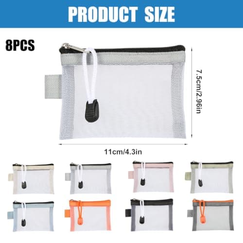 8-Piece Small Zip Pouch Set, Card Storage Bags in 8 Colours — view 2