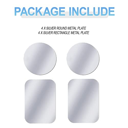 sphires 4 Pack Metal Plate for Magnetic Phone Car Mount 2 X Round and 2 X Rectangular Metal Plate for Car Magnetic Phone Holder — view 4