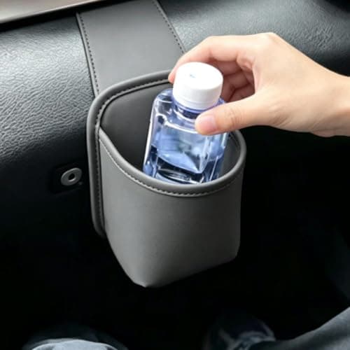 Leather Car Door Storage Pocket Double-layer Compartments Organizer Grey — view 5