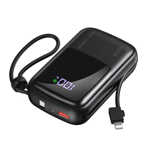 Portable Charger 20000mAh Fast Charging 22.5W Power Bank Built-in 2 Cables with LCD Display USB-C In/Out,Compatible with for iPhone 17/16/15/14, Samsung, Android Devices & More