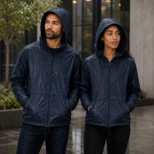 Style It Up Unisex Mens Ladies Water Resistant Plain Raincoat Kagools Jacket Hooded Cagoule (Black, L) — view 3