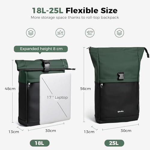 Sylvanthos Waterproof Rolltop Laptop Backpack, Green — view 4