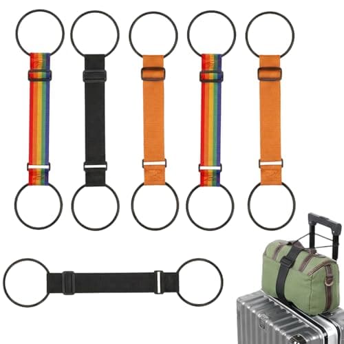 6 PCS Luggage Connector Straps for Suitcases, Adjustable Luggage Connector Straps for Travel, Bags Straps During Airport Transfers, In Orange, Black, and Rainbow Colors