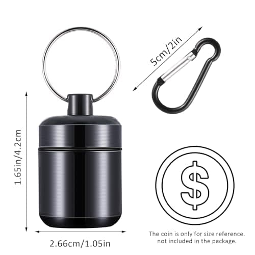 YUXIANLB 2 Pack Ear Plug Carrying Case Keychain, Waterproof Metal Earplug Case with Carabiner for Ear Plugs, Small Travel Pill Organizer Loops Ear Plugs Case Keychain Container Holder — view 2