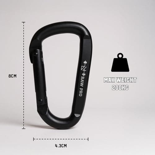 DanRaw Pro Heavy-Duty Black Carabiner Clips (2-Pack or 4-pack) Gym Accessory for Resistance Bands, Cable Machines, Weight Training & Gear Attachment – Durable, Design for Fitness & Home Workouts (4) — view 3