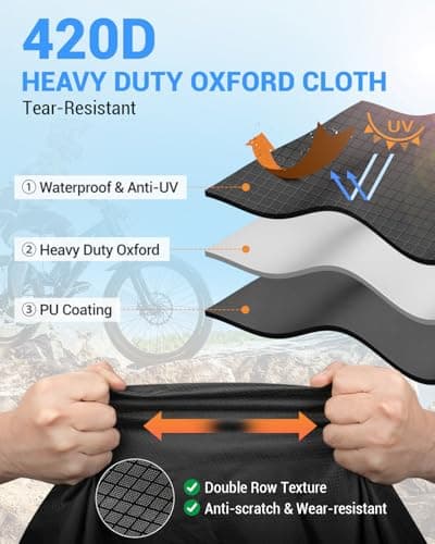 SUPAREE Bike Cover Waterproof 2 Bikes Bicycle Covers for Outside Storage Bike Cover Transport 420D Oxford with Warning Sign Pocket Rainproof Tear-resistant for Motorhome Hitch-mounted Racks — view 2