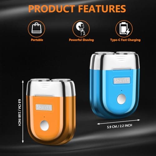LOPHE Mini Portable Electric Shaver,2025 New Compact Electric Razor for Men,2-Speed Magnetic Shaver, 9500RPM USB Rechargeable Pocket Razor for Travel Home Business Trip,Orange — view 2