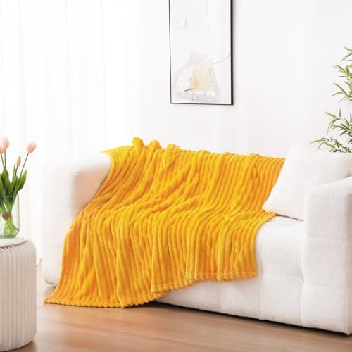 Linecooo Gold Fleece Throw Blanket 50”×60” for Couch Sofa Livingroom — view 4