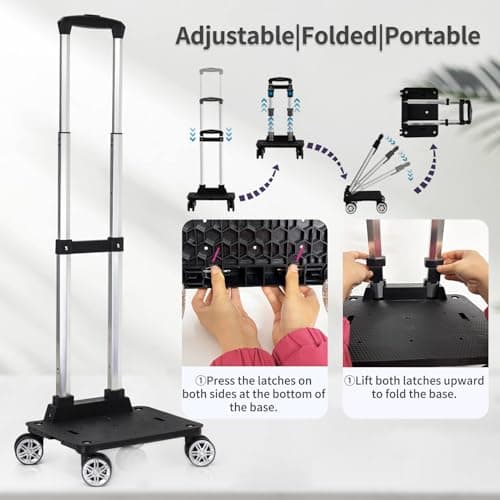 HapBoby Backpack Trolley Wheeled Cart-Backpack Hand Truck with Luggage Strap,Aluminium Alloy Folding Trolley Cart for Bags Backpack Travel Luggage Cart — view 3