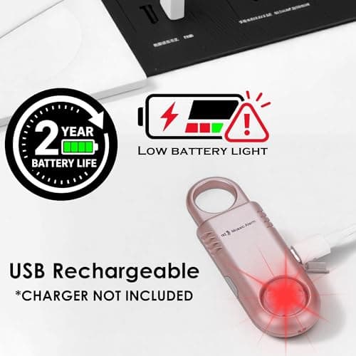 Rechargeable 135dB Personal Alarm - Ultra Bright Torchlight & Strobe Light — view 6