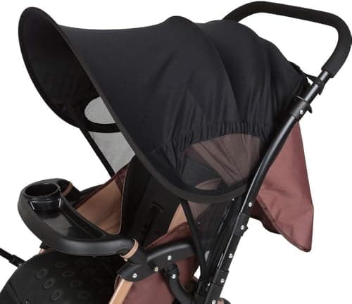 LIHAO Pram Sun Shade Cover Universal Baby Sunshade UPF 50+, Black