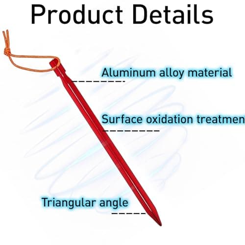 12 Pack Red Lightweight Aluminum Tent Pegs, Y Shaped Tent Pegs — view 3