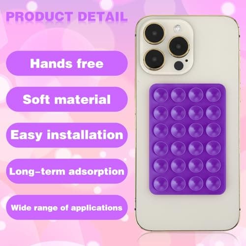 Giantree 2 Pcs Silicone Suction Phone Case Mount, Anti-Slip Hands-Free Mobile Accessory Holder (Purple) — view 3