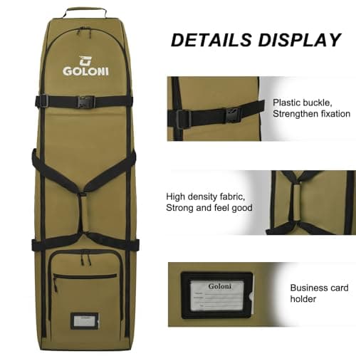Heavy Duty Oxford Wear-Resistant Soft-Sided Golf Club Flight Bag with Wheels,Khaki — view 3