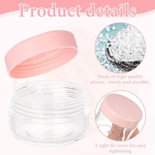 6 Pcs Travel Cosmetic Jars - 10g Empty Sample Pots for Creams, Lotions, Balms, Refillable Small Containers for Storage - Clear Plastic Travel Pots with Lids for Makeup & Skincare — view 3