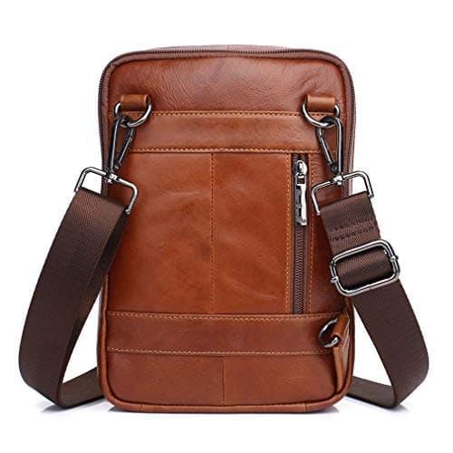 Xieben Vintage Leather Shoulder Messenger Bag for Men Travel Business Crossbody Pack Wallet Satchel Sling Chest Bags Brown — view 4