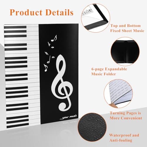 AUAUY 2 Pcs Sheet Music Folders 6-Sided A4 Collapsible Files Holder — view 3