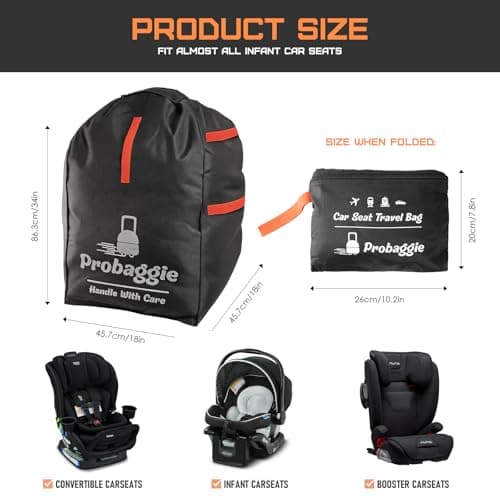 Car Seat Travel Bag for Airplane, Portable Car Seat Bag for Gate Check — view 2
