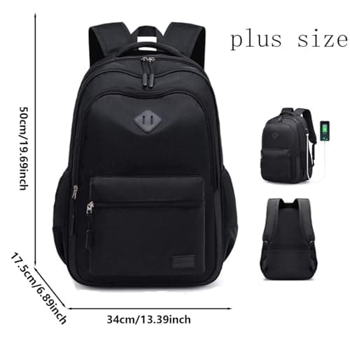 USB Port Black Backpack for School College Travel: Water Resistant,Built-in USB Port | Water Resistant | 8 Compartments | Durable Bookbag | Ideal for Students & Travelers — view 3