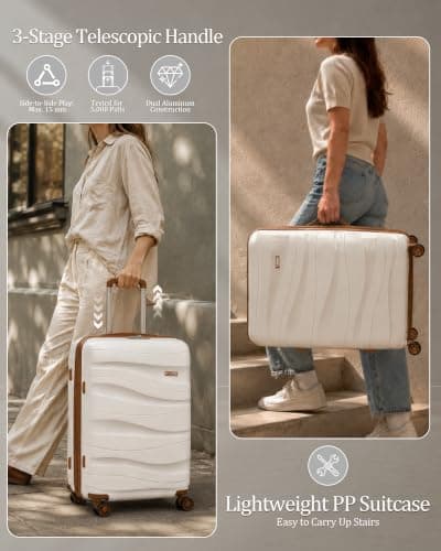 Kono Medium Suitcase 24 Inch, Durable Checked Luggage for Holiday Travel — view 3