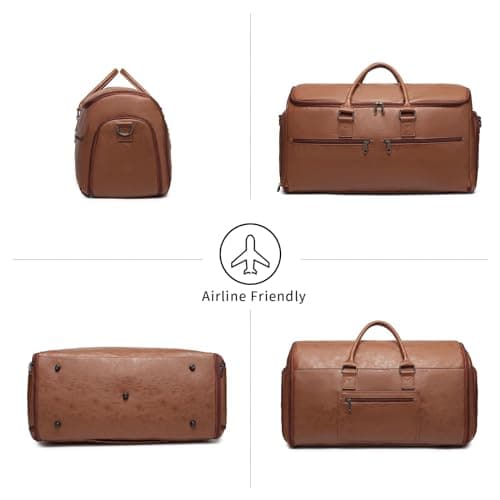 Carry On Garment Bag for Travel, Convertible Travel Garment Bag for Men Women, 2 in 1 Hanging Suitcase Suit Business Travel Bag, Brown — view 5