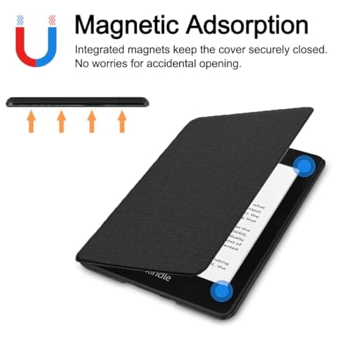 TOKILO Case for Kindle Paperwhite 7" eReader 12th Generation 2024 Released, Ultra Slim Soft PU Shell & TPU Back Cover Auto-Wake/Sleep, Non Fit for iPad 6.8" eReader (11th Generation-2021) (Black) — view 4