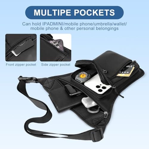 Flintronic Motorcycle Leg Bag, Hiking Waist Pack, Thigh Fanny with Adjustable Waist and Thigh Strap, Multi-Function Sports Pouch Bag, for Men Women Cycling Running Traveling and Fishing — view 4