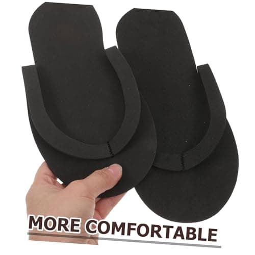 HOMOCONO Fold up Flip Flops 12 Pairs EVA Spa Slippers Black — view 2