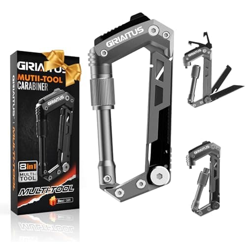 Locking Carabiner Clip 8 and 1 Multi Tool Heavy Duty Keychain Cool Pocket Gadgets Gifts for Men Cool Pocket Gadgets Outdoor Hiking Camping Essentials