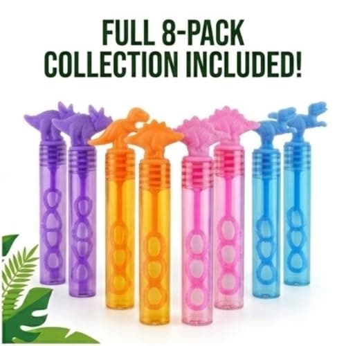 TC TOYS - 8 Pack Dinosaur Bubble Wands for Kids - Dino Party Bag Fillers, Toddler Birthday Favors & Small Stocking Fillers - 5ml Mini Bubble Tubes in 4 Assorted Designs — view 5