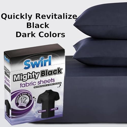 Swirl Black Fabric Sheets for Dark Cloth - Restoring Colors, Travel Wash Compatible, Revive Cloth Colour Run Protection, 3 Pack + Cheeroo Magnet — view 3