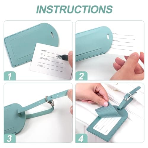 Redamancy Luggage Tags, Leather Suitcase Tags, Luggage Tags for Suitcases with Adjustable Strap Privacy Protection Cover for Preventing Loss of Bags and Suitcases — view 4