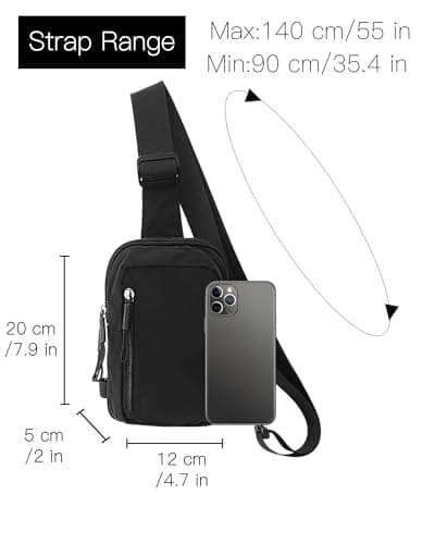 Small Cross Body Bag, Water Resistant Nylon Sling Chest Pack for Men Women — view 2