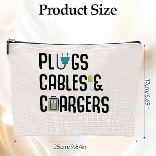 Charging Cable Organiser Bag, Chargers Organiser Bags with Zipper, Toiletry Pouch Gifts for Friends Daughter Son, 9.84×6.69in — view 2