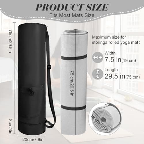 Aucuu Yoga Mat Bag, Yoga Mat Carrier with Pockets Watreproof, Yoga Mat Bag Large with Adjustable Carry Strap, Bottle Pocket and Wet Compartment, Yoga Mat Carry Bag, Gym Pilates Bag for Women Men — view 2
