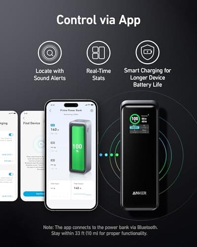 Anker Prime 27,650mAh Power Bank (250W), 3-Port Portable Charger, Smart App, Compatible with iPhone 16/15/14/13 Series, Samsung, Dell, AirPods, and More (Charging Base Not Included) — view 3