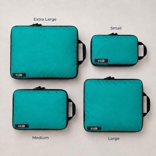 ciúb Compression Packing Cubes 4 Set Premium Double Zip, Fit 40% More in Your Luggage, Carry-On & Backpack, Lightweight Water Resistant Travel Accessories, Compressible Suitcase Organiser Bags (Green) — view 2