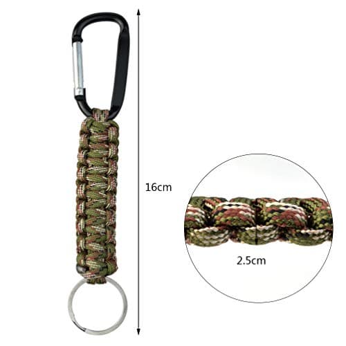 jerbro 5 Pcs Paracord Keychains with Carabiner Braided Lanyard Key Ring Hooks Hangers Survival Kits for Keys Outdoor Camping Hiking Backpack Fit Men Women - 5 Colors — view 2