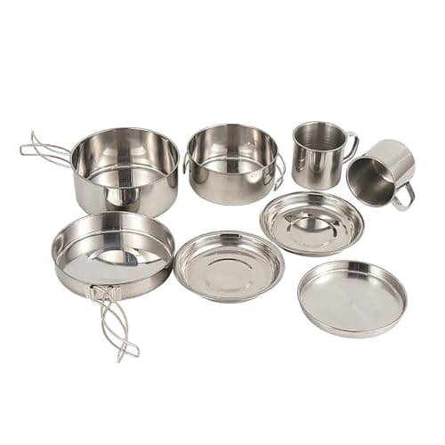 8pack Compacts Folding Cookware Outdoor Cooking Tableware Frying Pan for Hiking and Camping