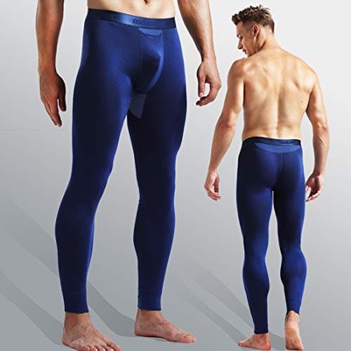 Ouruikia Men's Thermal Underwear Pants Modal Thermal Bottoms Long Johns Pants Underwear with Separate Pouch (Navy(only Bottom), US Medium) — view 2