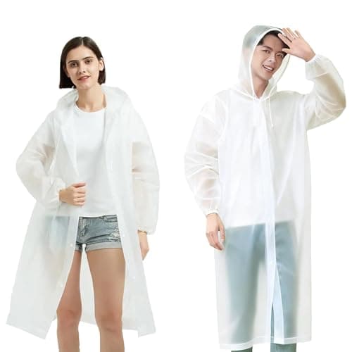 HONRIGO Rain Poncho Raincoats for Adults, 2 Pack Reusable EVA Waterproof Rain Coats with Hoods and Elastic Cuffs for Outdoor Activities, Women & Men