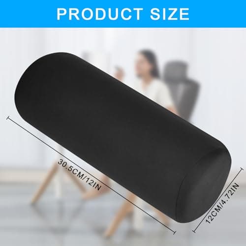 Trendecor Lumbar Roll Lumbar Support Cushion 11 Inch Adjustable Round Lumbar Pillow with Removable Washable Cotton Cover Lumbar Support Pillow for Office Chair Car Couch Black — view 2