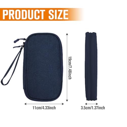 Travel Cable Organiser Bag, Portable Electronics Travel Organizer Tech Pouch, Universal Cord and Travel Gadgets Cable Pouch for Cables Power Bank Earphone USB Drive Hard Disk (Single-Layer Navy Blue) — view 2